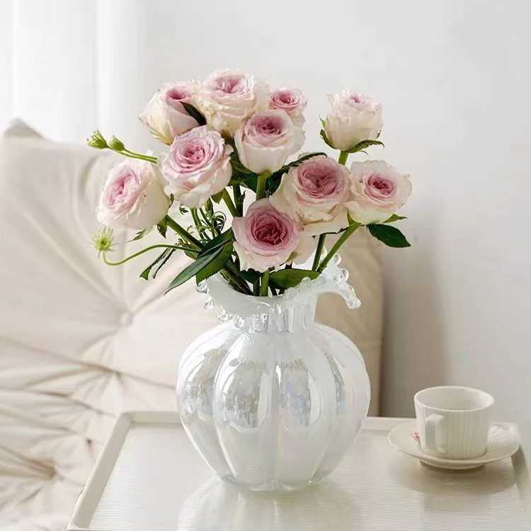 Modern Simple Glass Vase Creative Living Room Decor Light Luxury Furniture Handmade Vases Dining Room Table Vase Size 18x24cm C251124