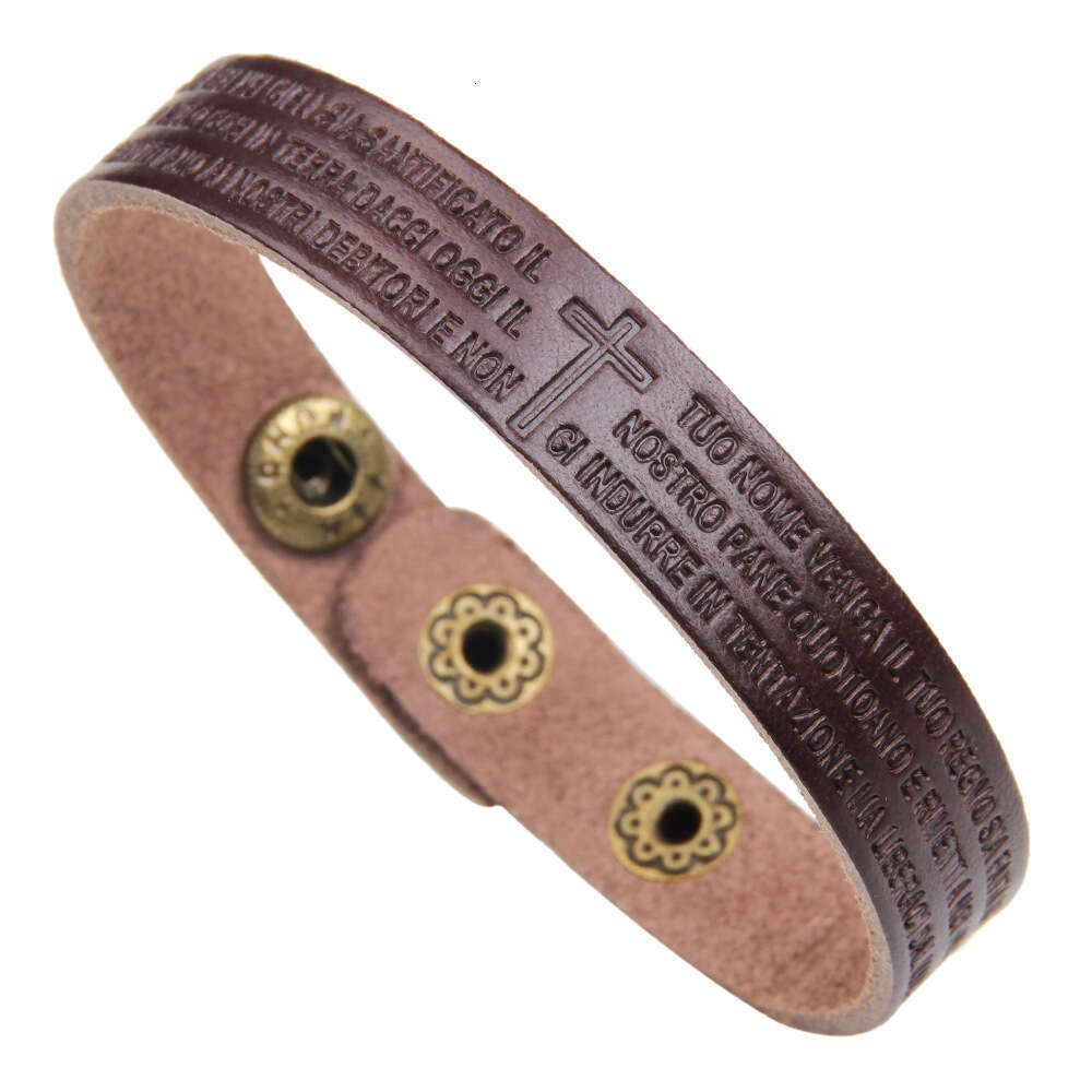 Hot selling jewelry bracelet, cross imprinted with genuine cowhide letters for men and women, personalized bracelet