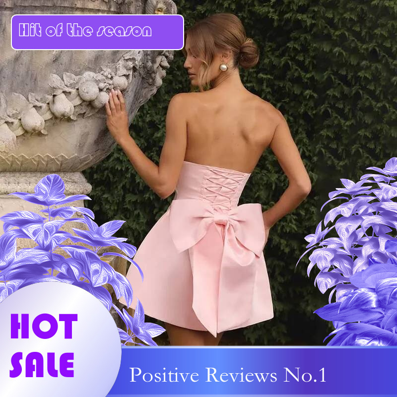 Dongdumaoyi Townlike Bow Backless Nightclub Sexy Party Dress Women Mini Spring Summer Strapless Slim Bodycon Dresses