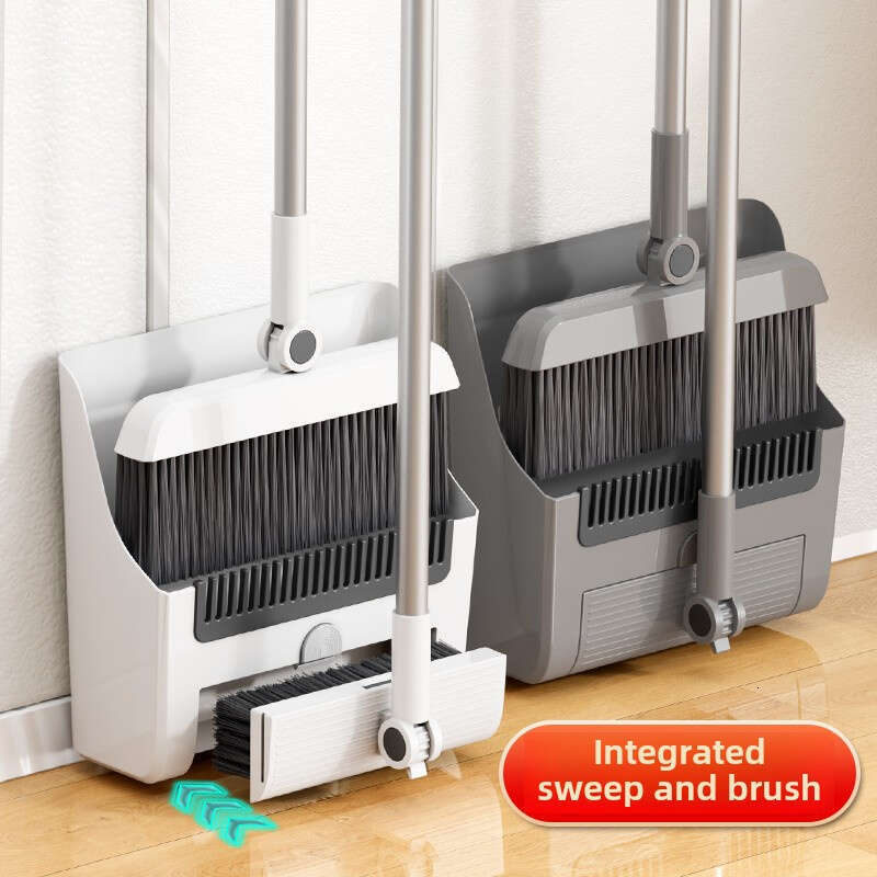 3/4-piece set, extended broom dustpan floor brush three-in-one combination set, silicone wiper is suitable for various household cleaning and hygiene