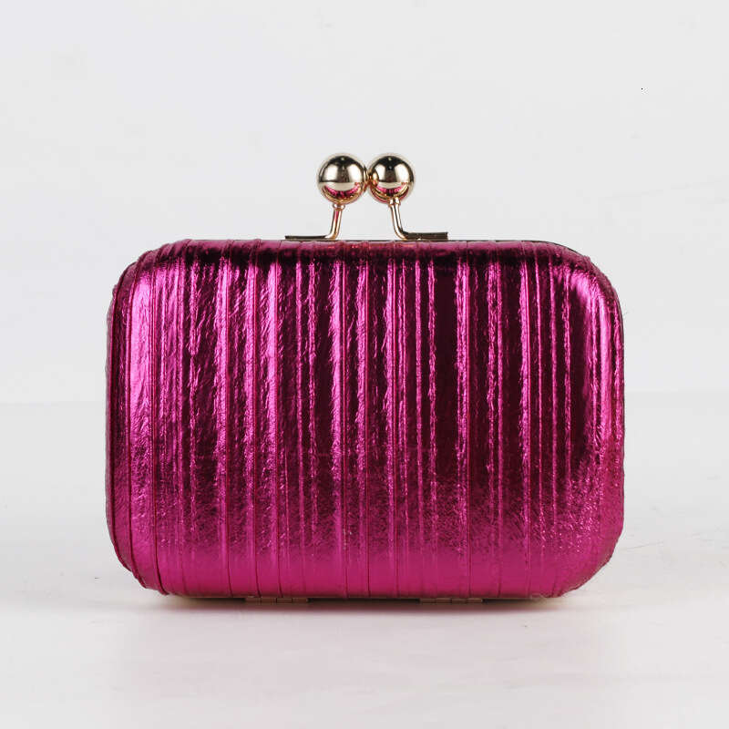 Dinner Bag Fashionable Pleated Dinner Metallic Shiny Dress Women S Bag Versatile Evening Bag KQ