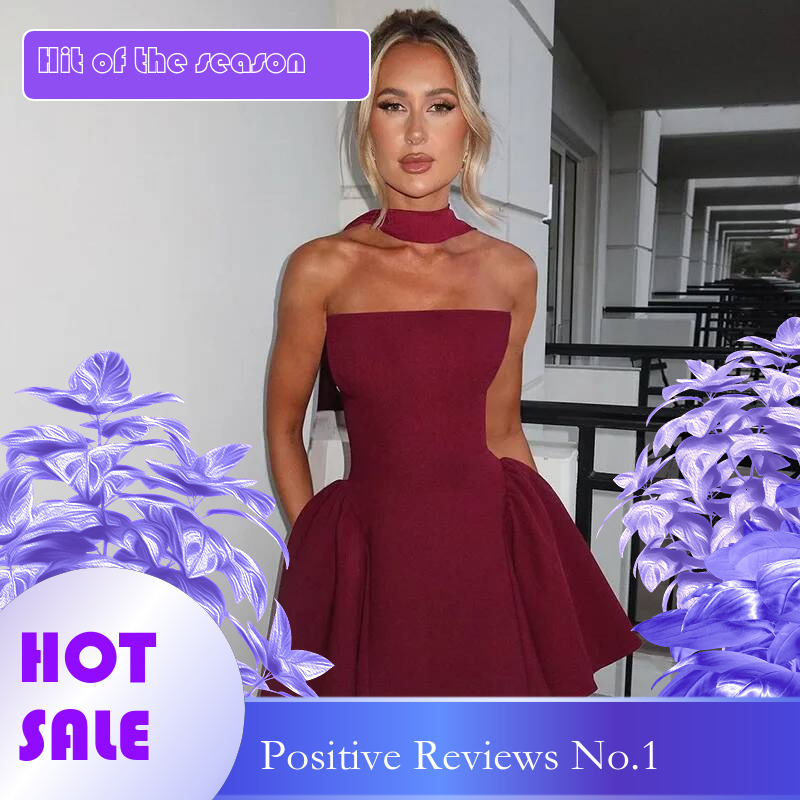 Dongdumaoyi Townlike Waist Wrap A Line Dress Women Mini Spring Summer Backless Nightclub Sexy Party Dresses With Ribbon