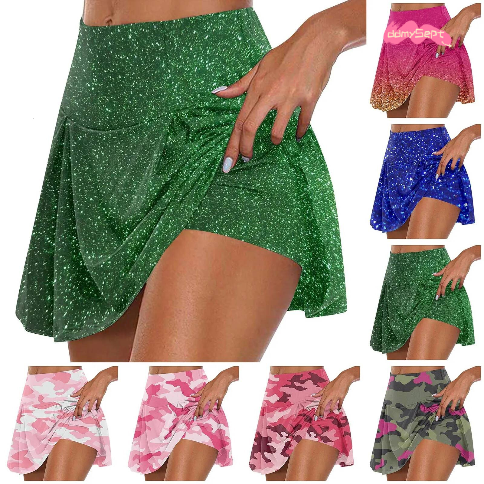 Women'S Athletic Stretchy Pleated Tennis Skirts Run Yoga Inner Shorts Elastic Sports Golf Skorts Dresses Women Faldas Mujeres