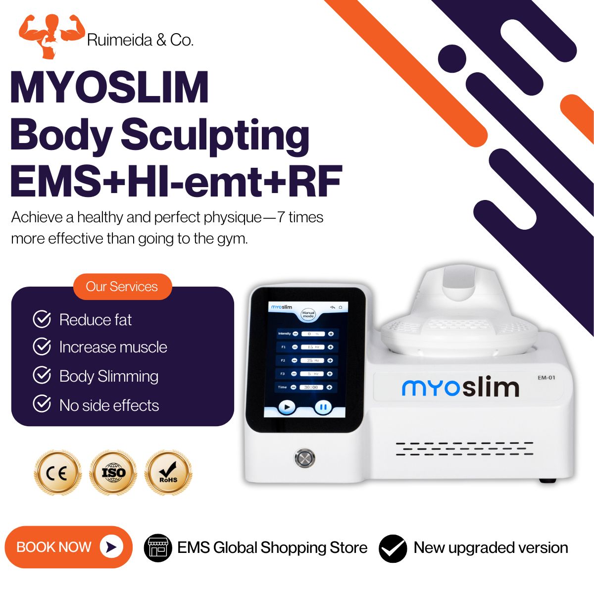 EMS Body Contouring Slimming Machine For Personal Use Body Sculpting Fat Reduction With RF HI-emt MYOSLIM Build Abs Improve Body Shape