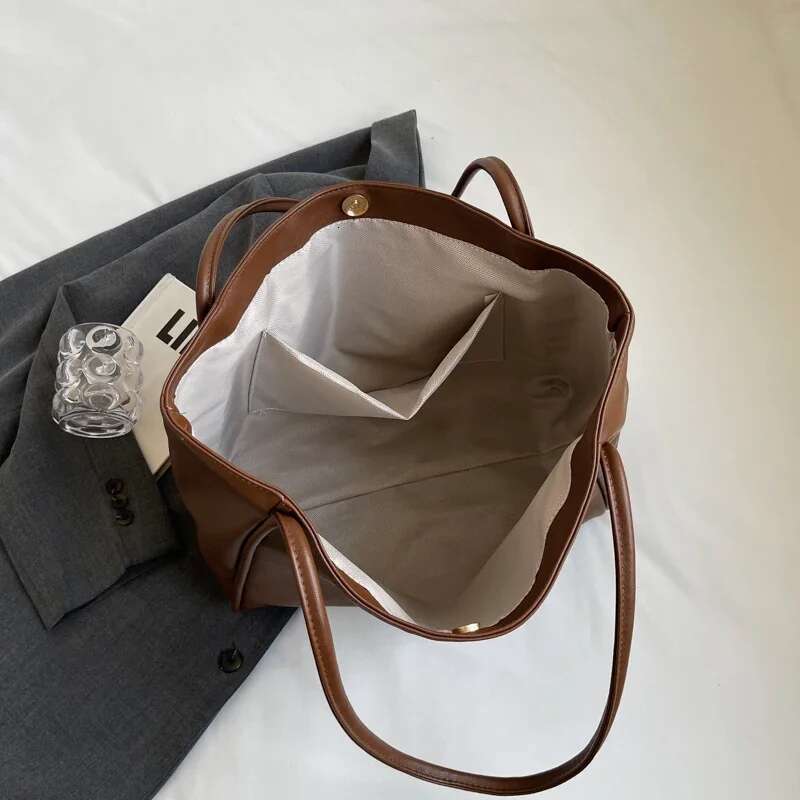 Fashion PU Leather Big Tote For Women Winter Y2k New Tend Female Simple Shoulder Bag Handbags And Purses