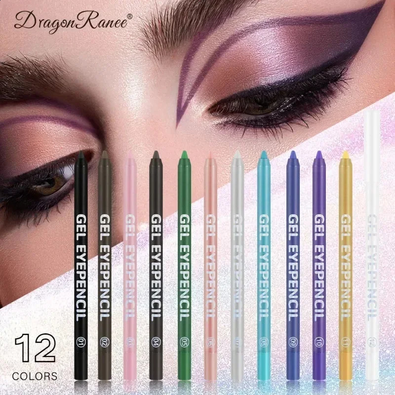 Gel eyeliner waterproof cosmetics 12 colored matte UV luminous pencil set makeup tool 250418