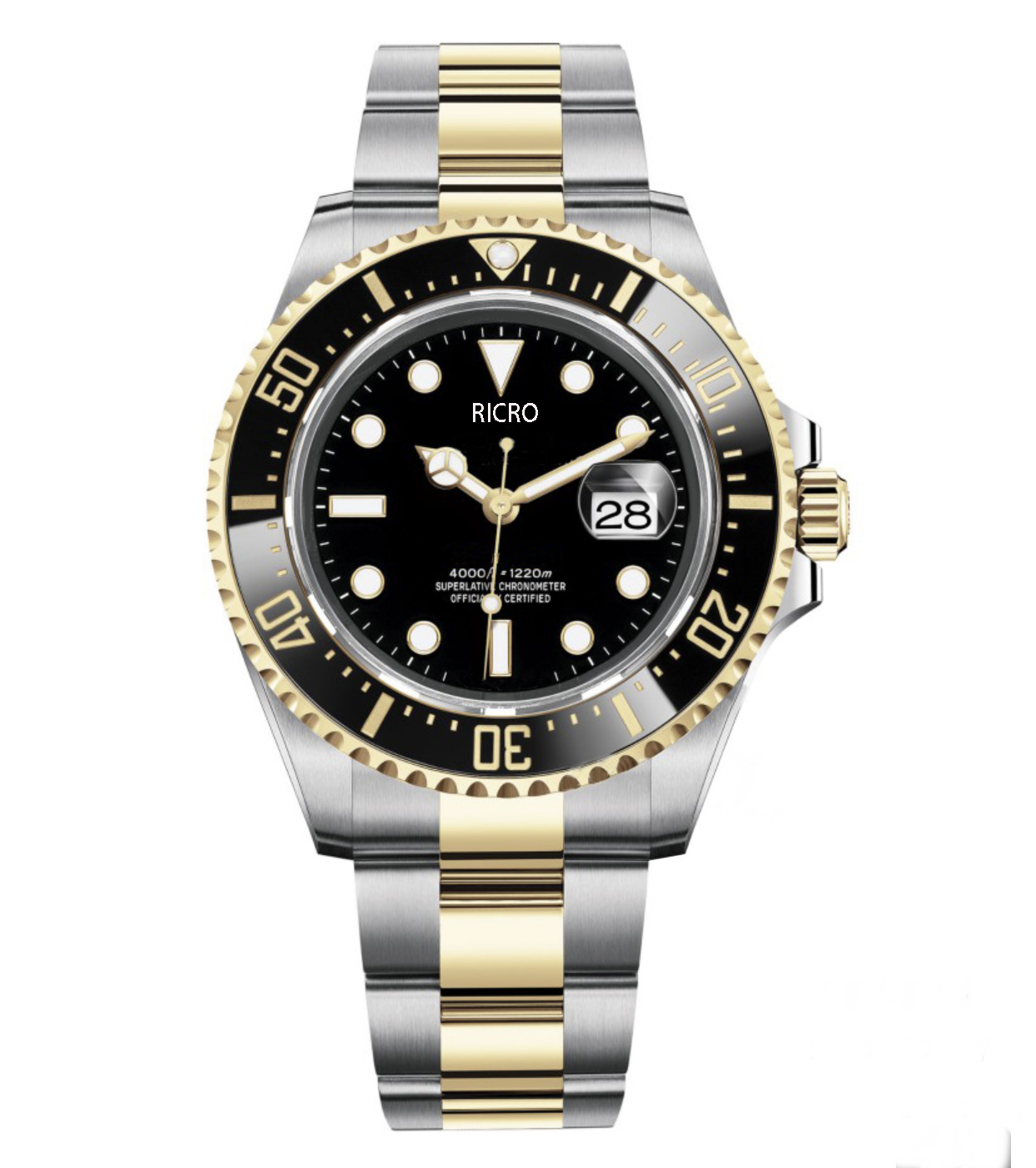 AAA Watch master Deep Ceramic Bezel Cystal Stainless Steel With Glide Lock Clasp Automatic Mechanical mens Watches size 43mm RICRO