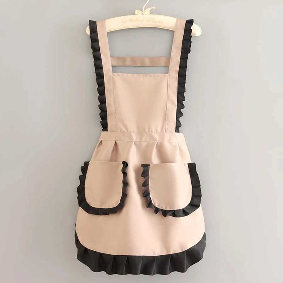 1Pc Stylish Korean Fashion Apron Princess Apron Canvas Dining Apron with Pockets Polyester Apron for Women Simple C251124
