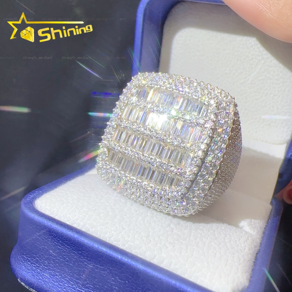 Ready to Ship Lan Diamond Jewelry Custom Ring Silver 925 Vvs Moissanite Iced Out Hip Hop Jewelry Mens Ring