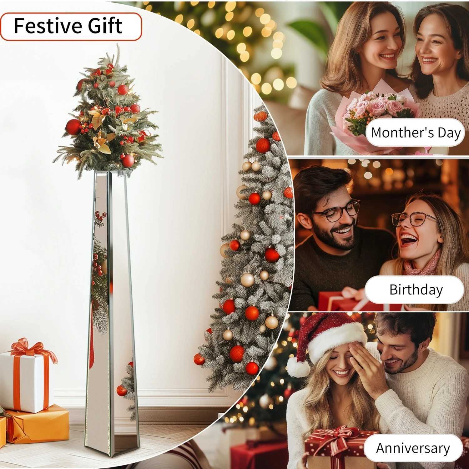 30 Tall Mirrored Floor Vase Silver Big Vases for Decor Living Room Home Decorative Vases for Dried Flower C251124