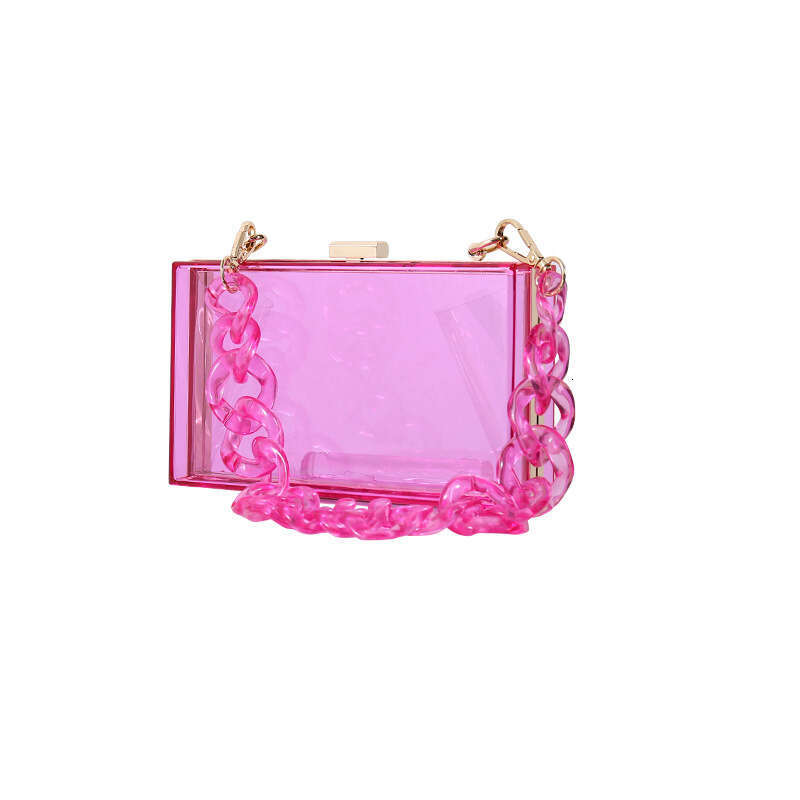 Dinner Bag Summer New Fashion Acrylic Women S One Shoulder Chain Crossbody Evening Banquet Square Box Transparent Bag KQ