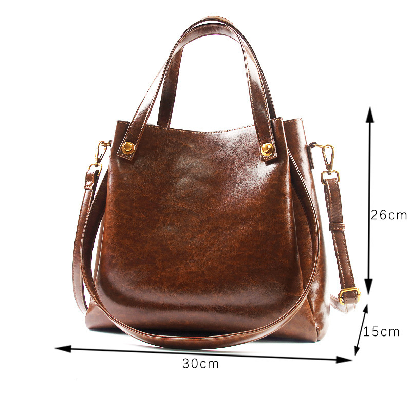 Women S New Crossbody Commuter Versatile Large Capacity Oil Wax Leather Single Shoulder Handbag Tote Bag
