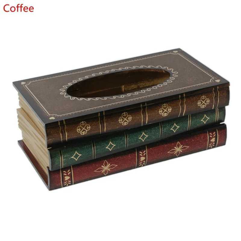 Table Tissue Box Book Shaped Wooden Organizer Rectangle Tissue Case For Restaurant Household Tissue Storage Box Home DecorM251124