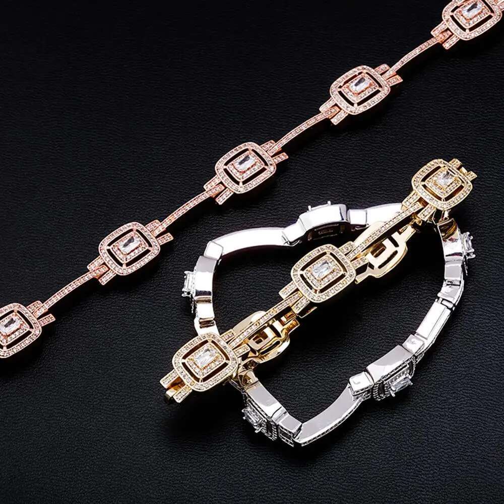 TOPGRILLZ New Fashion Baguette Bracelet Ice Micro Pave Cubic Zirconia High Quality Hip Hop Punk Style Jewelry For Women