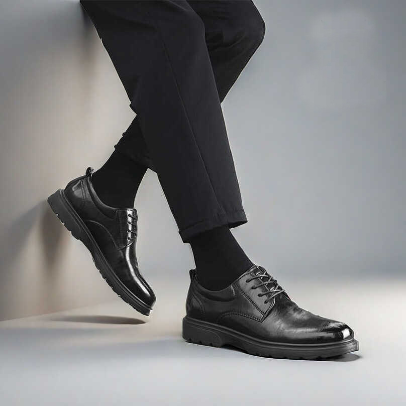 Men's Spring & Autumn Oxford Shoes Lace-Up British Style Thick Soled Business Leather Shoes for Interviews Grooms & Weddings plus size 38-48