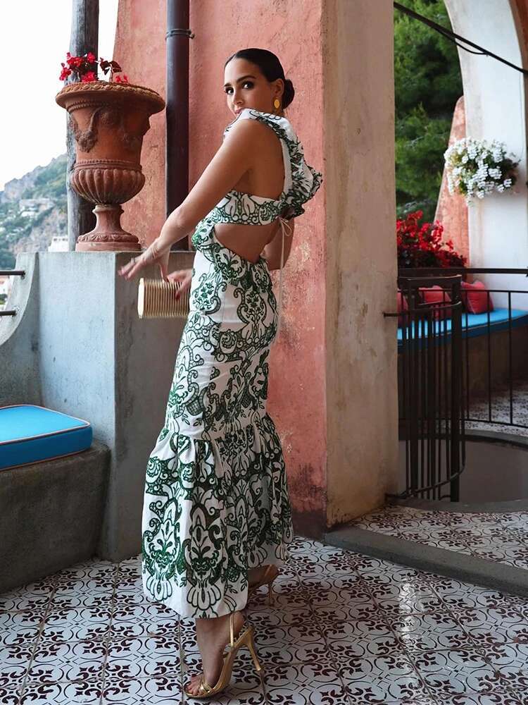 Vintage Flower Embroidery Summer Maxi Dress Women Bakless Tie Up Ruffles Long Beach Vestidos Sexy Tank Party Dresses Sundress