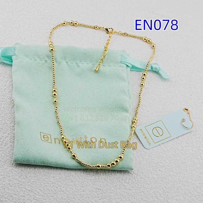 1:1 E-Newton Nature Stone Beaded Necklaces Brand Jewelry Gold Chain Elegance Female Collar As Christmas Gift EN050
