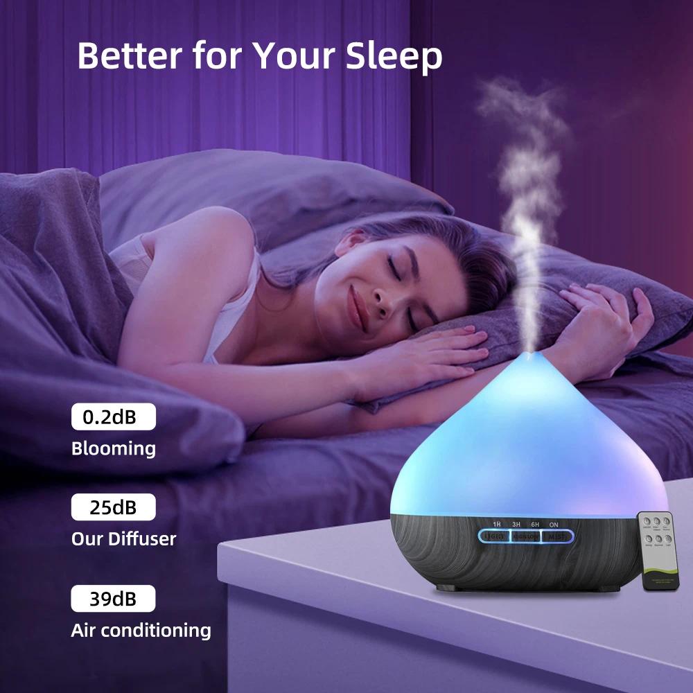 Perfect for Bedroom Office 500ml Remote Control Aroma Diffuser, Humidifier Mood Light with 6 Premium Essential Oils