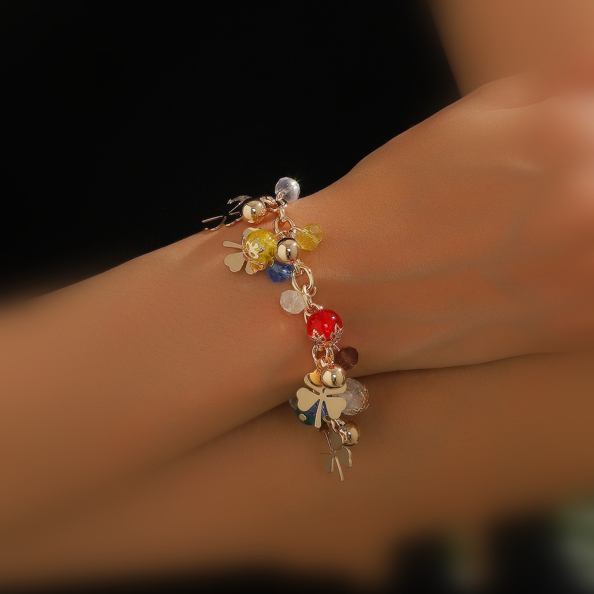 fashionable Bohemian glass crystal mixed color multi-layer beaded chain bracelet women Bohemian beach style bracelet