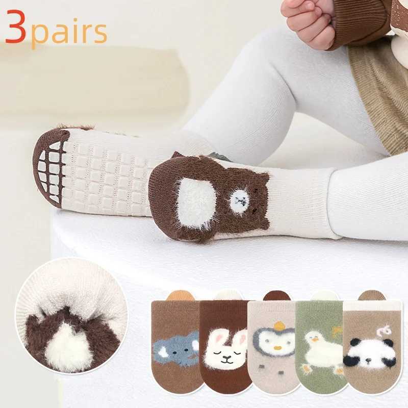 3Pairs/set Kids Girls Boys Socks Anti Slip Cotton Baby Socks for Girls Boys Casual Winter Thick Warm Toddler Childrens Sock New G251124