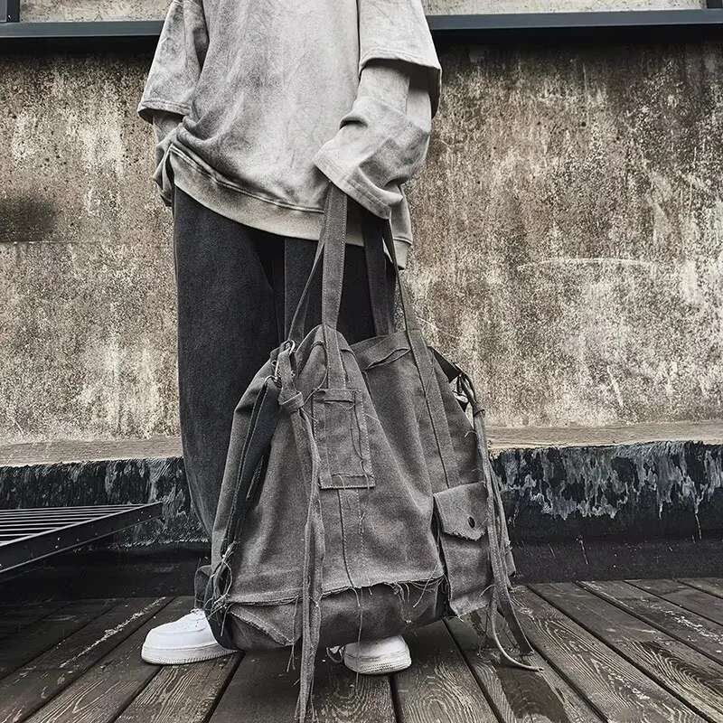 Designer Bag Large Capacity Shoulder Unisex 2025 New In High Quality Solid Color Canvas Tassel Crossbody Bag Street Trend Hip-Hop Handbag