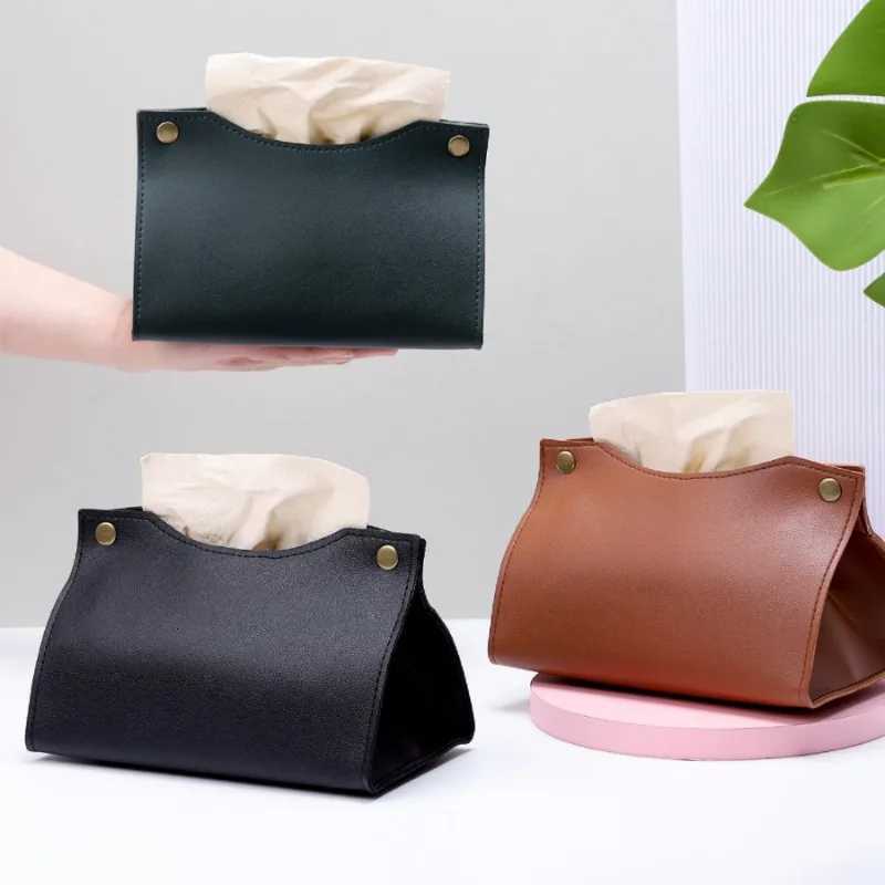 1PC Multi-color PU Leather Tissue Box Solid Color Simple Car Paper Box Home Living Room Hotel Office Home StorageM251124