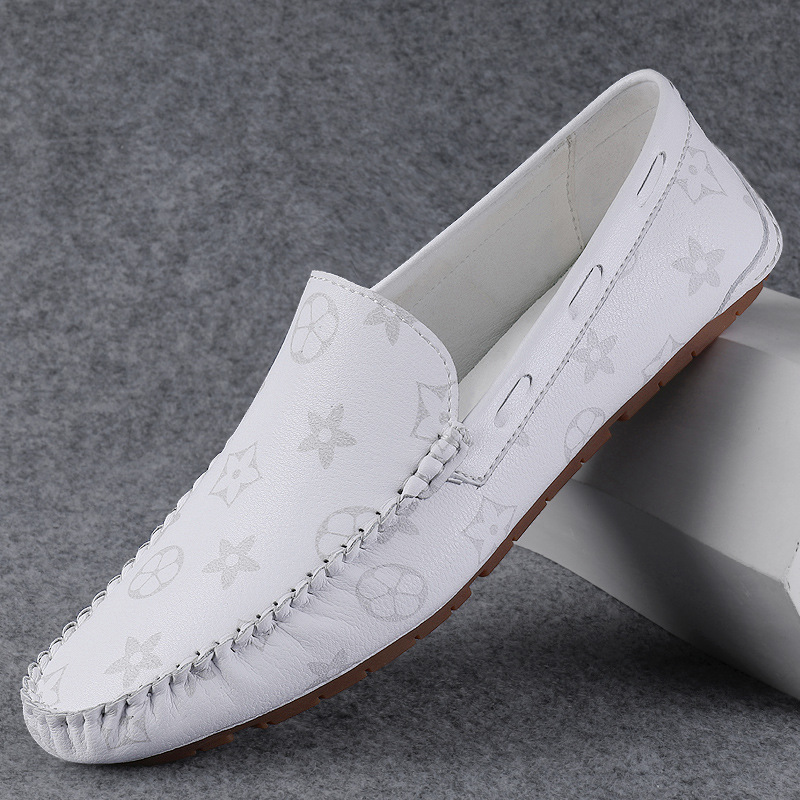 Free shipping men's fashion printed leather loafers multi pattern non slip comfortable breathable versatile daily wear casual driving shoes for o - view 7