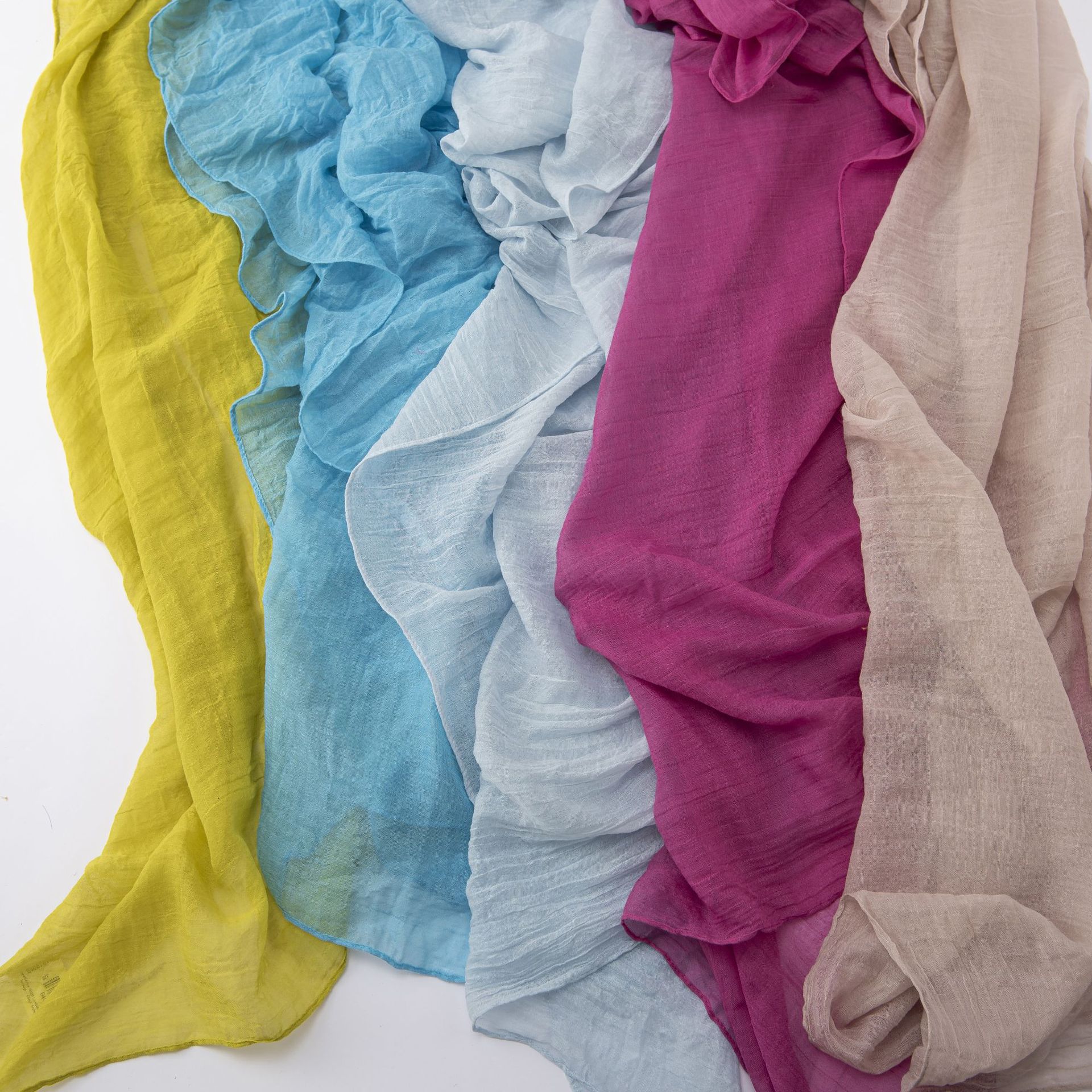K498 New fashion breathable micro-stretch scarf natural wrinkle soft long scarf solid color scarf