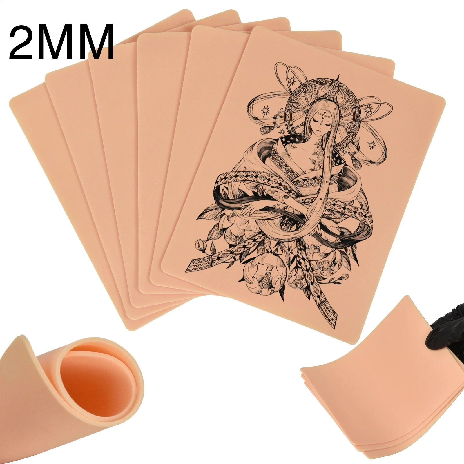 1/5/10/15pcs 2MM Thick Tattoo Practice Skin Blank Double Sides Big Size Tattoo Practice Fake Skin for Permanent Makeup 250422