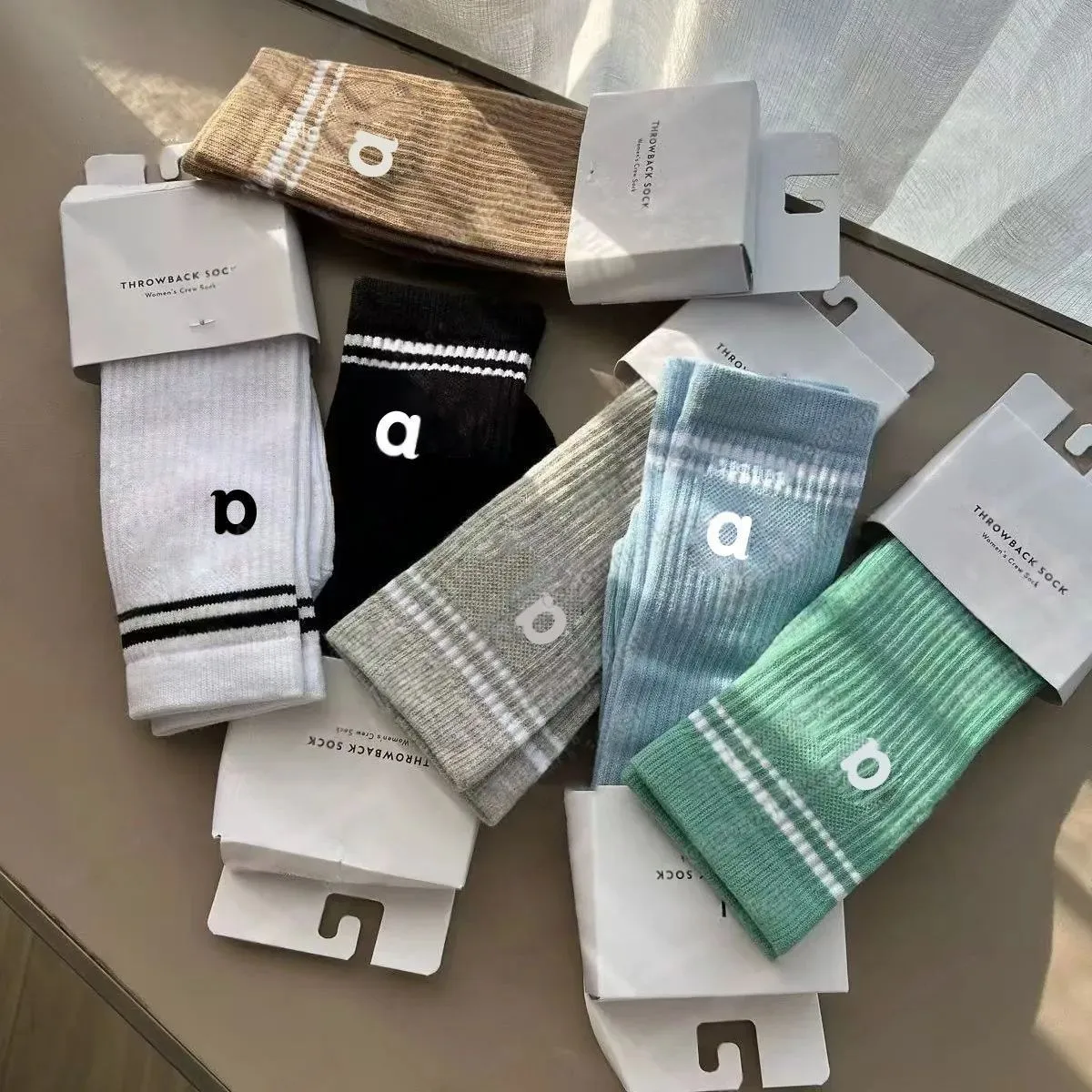 All-Season Men's/Womens Athletic Crew Socks Soft Breathable Fabric w/ Elegant Outerwear Detail yoga Socks