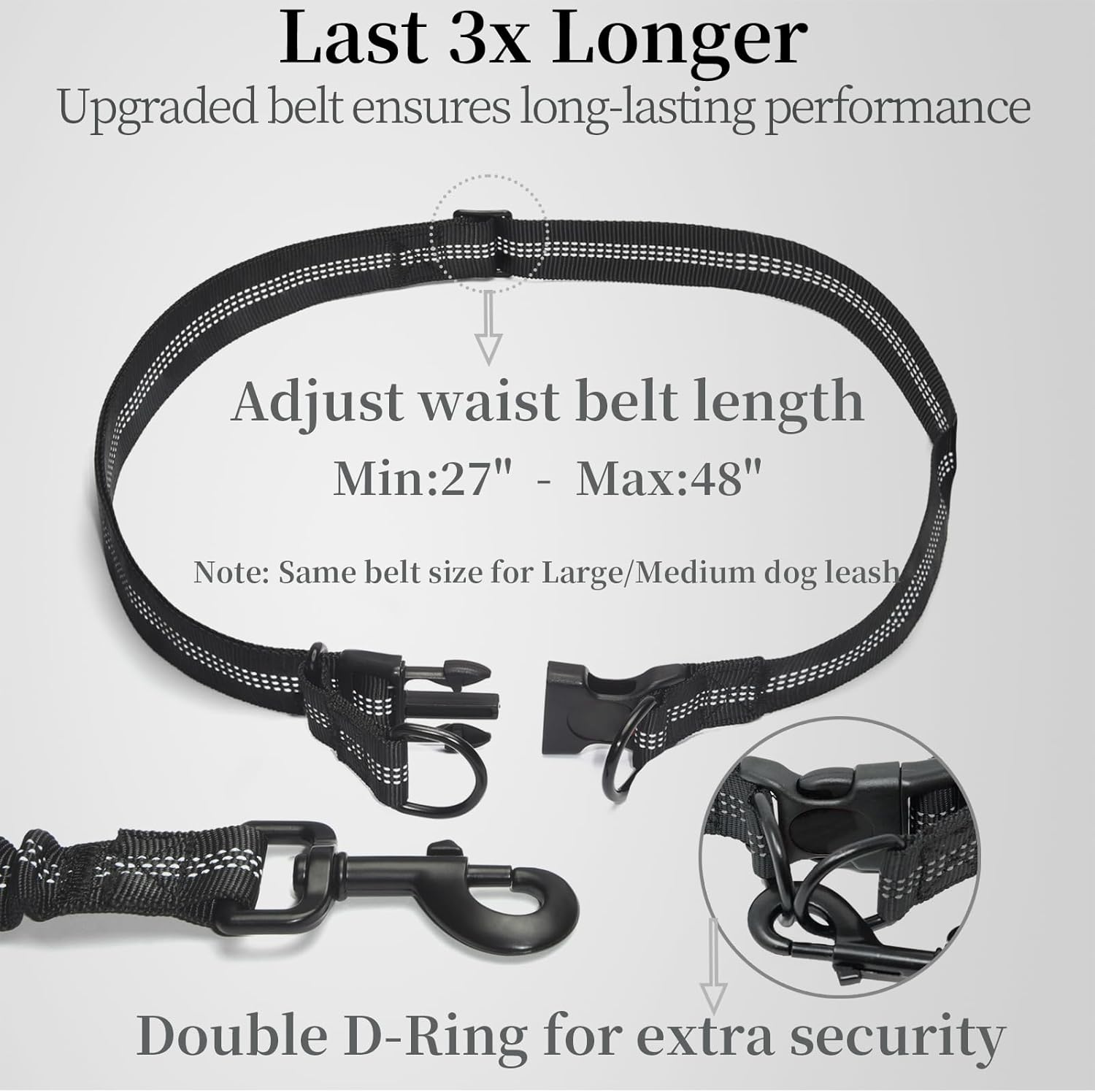 Hands Free Dog Leash with Zipper Pouch, Dual Padded Handles and Durable Bungee for Walking, Jogging and Running Your Dog