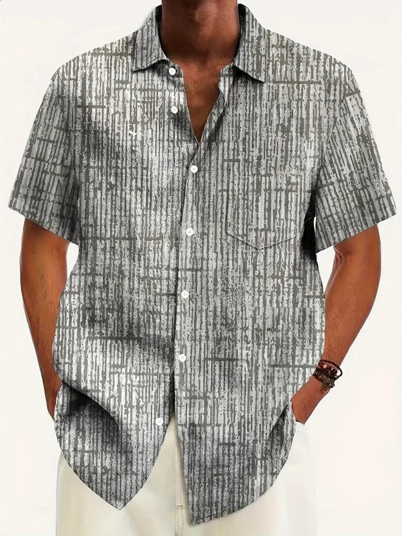 2024 Retro Fashion Casual Sleeve Button White Dot Printed Pattern Shirt Suitable for Summer Vacation Streets 250420