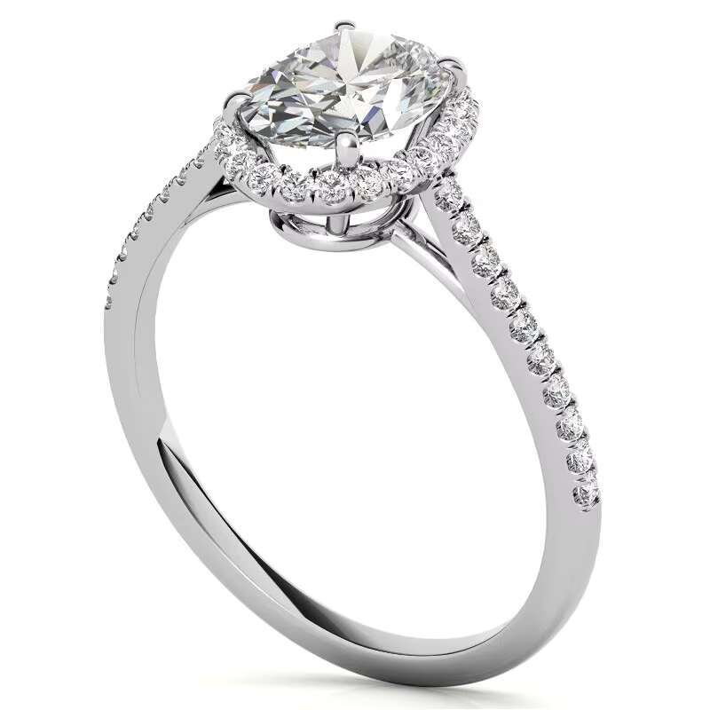 PYQ Fine Jewelry 1.5ct 6x8mm Oval Cut Rhodium Plated D/vvs1 Moissanite Halo Engagement Ring