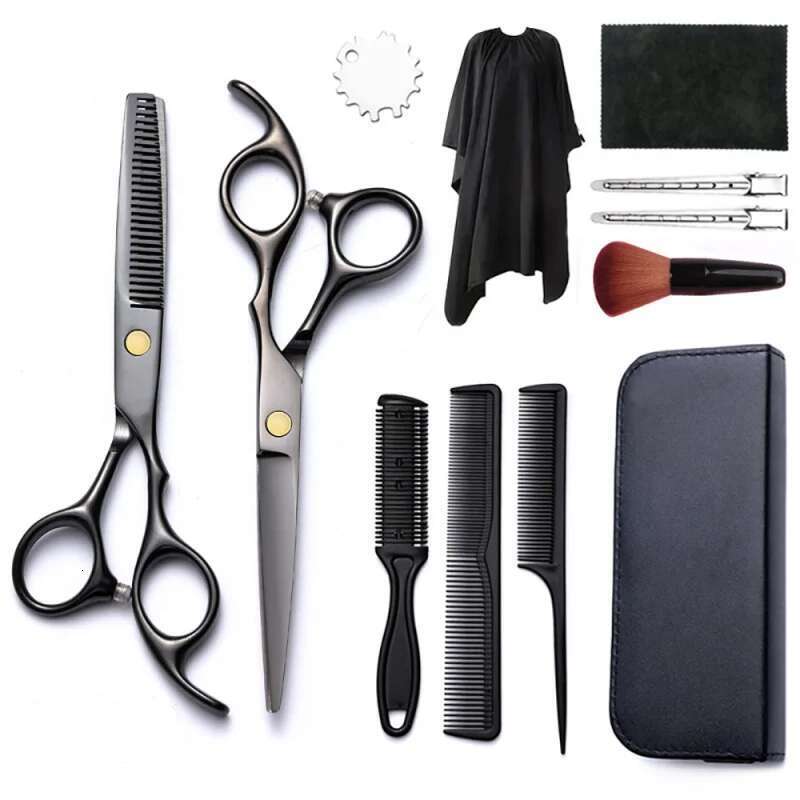 Salon Hairdresser professional flat scissors and reduced-tooth scissors are suitable for home hairdressers. Hairdressing scissors set