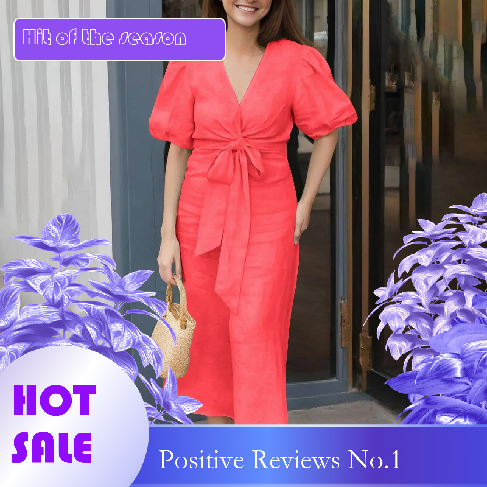 Dongdumaoyi V Neck Red Women Dress Spring Summer Elegant Casual Office Female Solid Lace Up Short Sleeve Dresses Robe Femme New