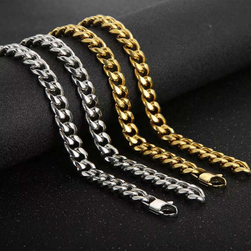 Stainless Steel 24k Gold Filled Women Choker Jewelry Mens Miami Cuban Link Chain Chunky Necklace Statement Customized