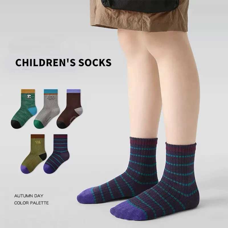 5 Pairs Cotton Solid Kids boys Socks Puppy Striped Letter Pattern Soft Comfortable Elastic Casual Sport Socks for Children G251124