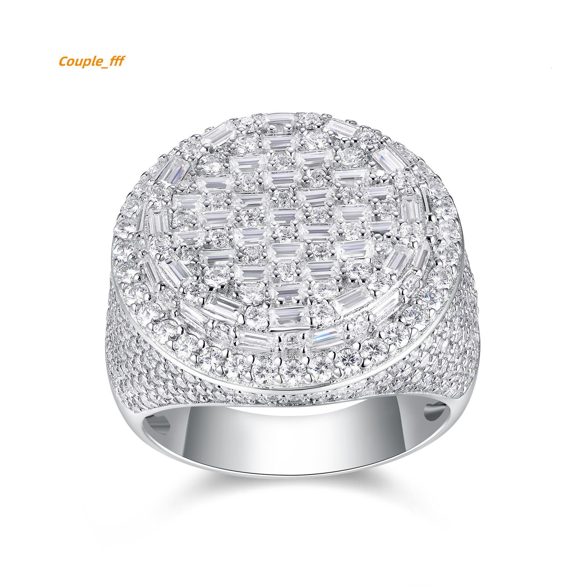 DE Hip Hop Moissanite Men Ring Iced Baguette Moissanite Men Ring Hip Hop Men 925 Silver Moissanite Rings with Certificate