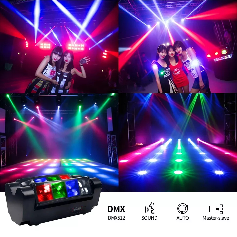 80W 8 LEDs Spider Moving Head Stage Lighting Beam DMX Disco Party DJ Light RGBW