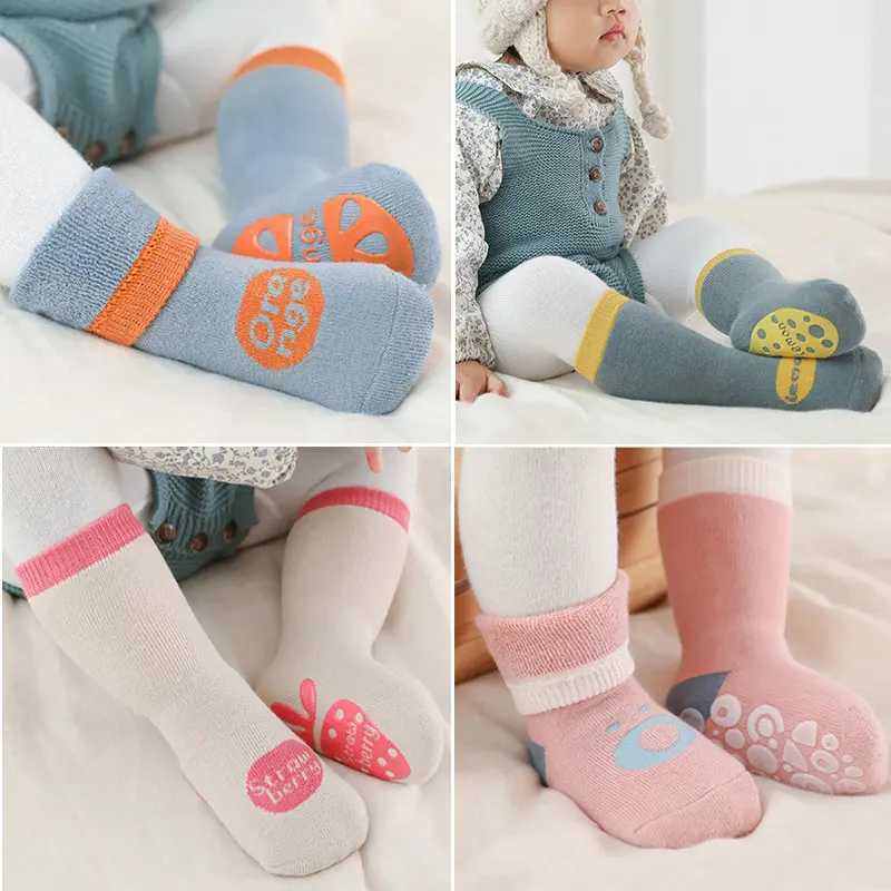 Winter Baby Thermal Non Slip Socks For Girl Boy Children Cotton Sock Newborn Toddler Home Thick Sock Infant Anti-slip Sleep Sock G251124