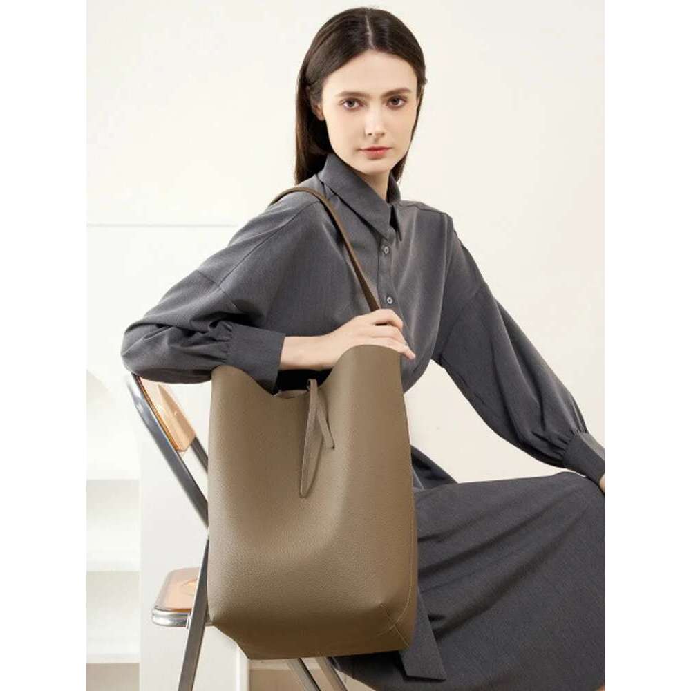 Designer Bag Zency Cowhide Leather Large Tote Bag For Women High Capacity Bucket Leisure String Composite Bags Trendy