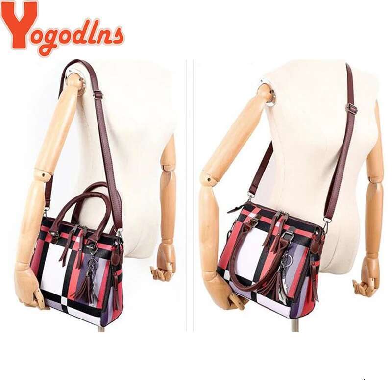 plaid Women Designer New tassel Purses and Handbags Set 4 Pieces Bags Female Feminina travel tote