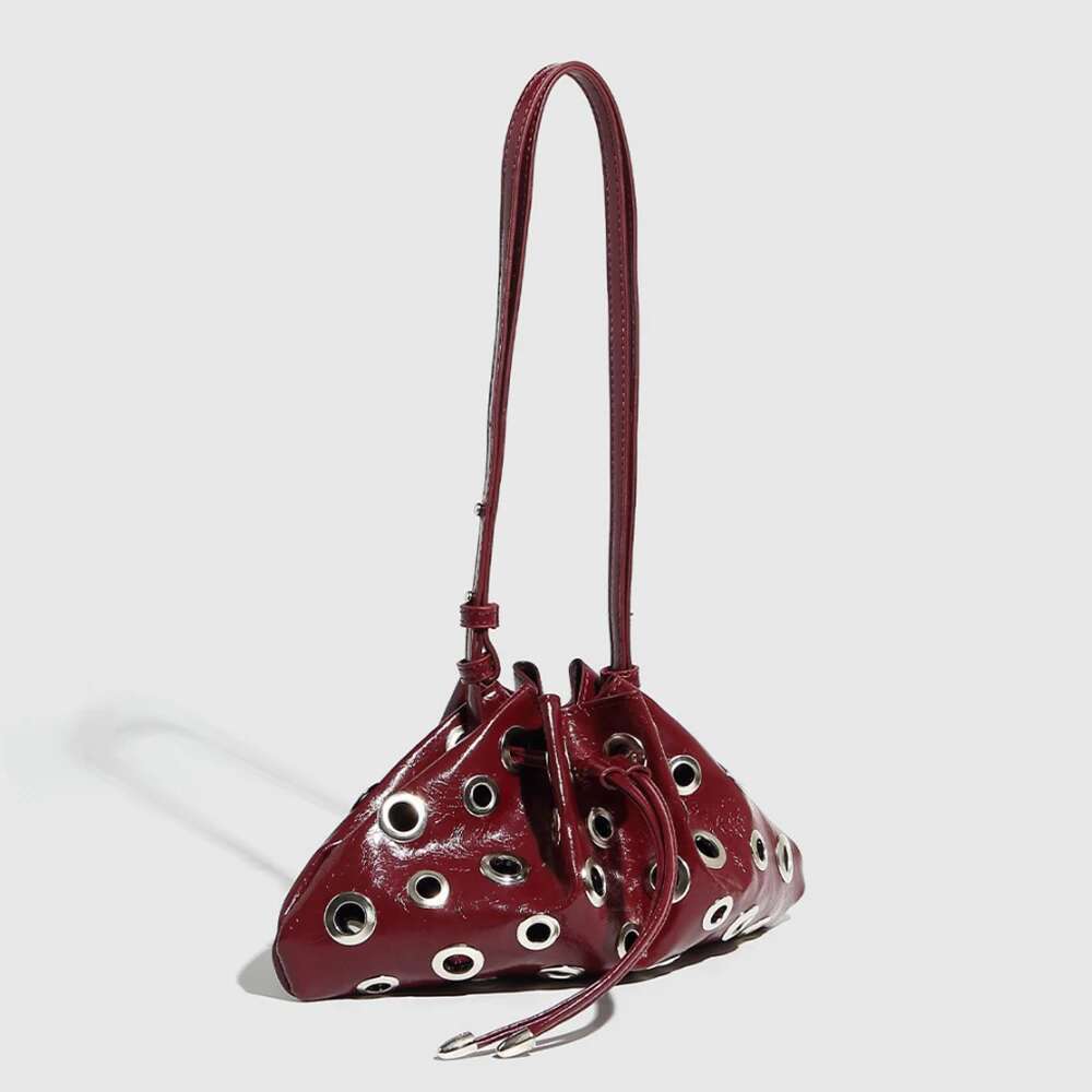Designer Bag Hollow Rivet Shoulder Bag Designer Women Drawstring Bucket Bags High Quality Handbags Mini Purses Chic