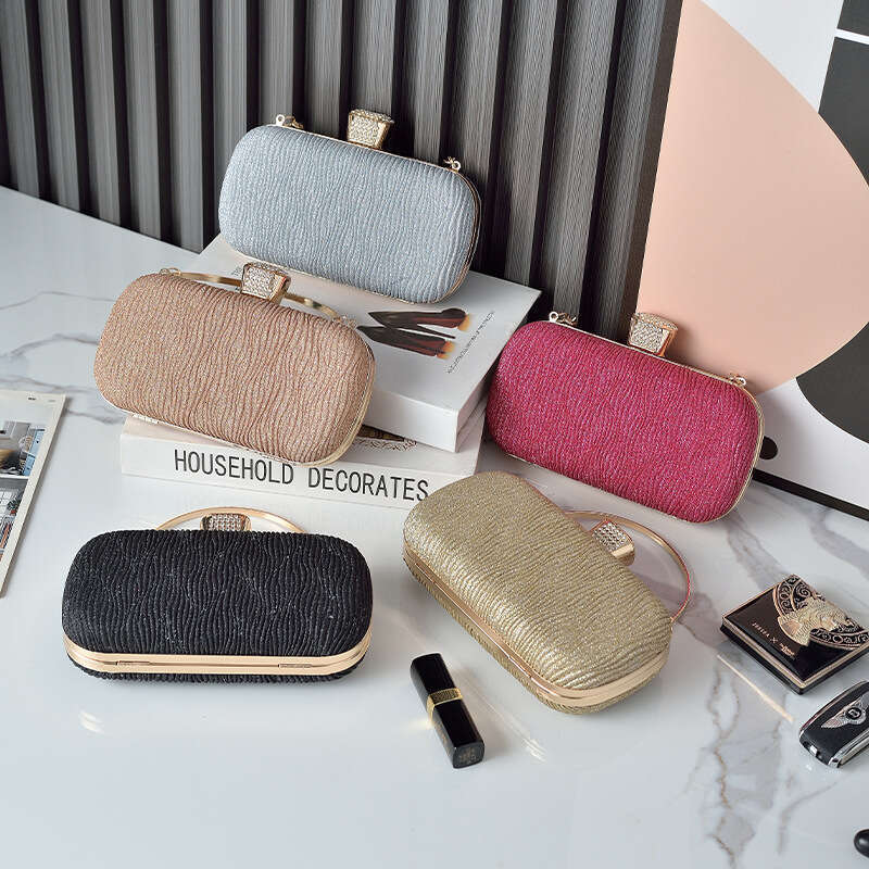 Dinner Bag New Pleated Shiny Banquet Handheld Evening Dress Rhinestone Bag Cheongsam Bag KQ