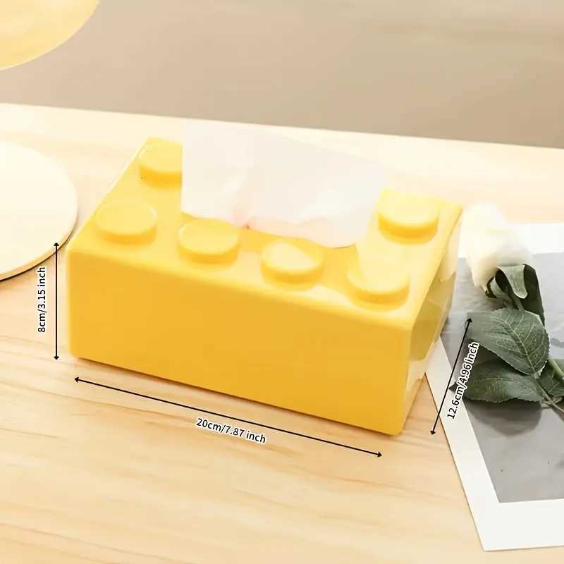 Creative LEGO-Style Tissue Box Multi-Color Rectangular Design with Classic Brick Dots Practical OrnamentalM251124