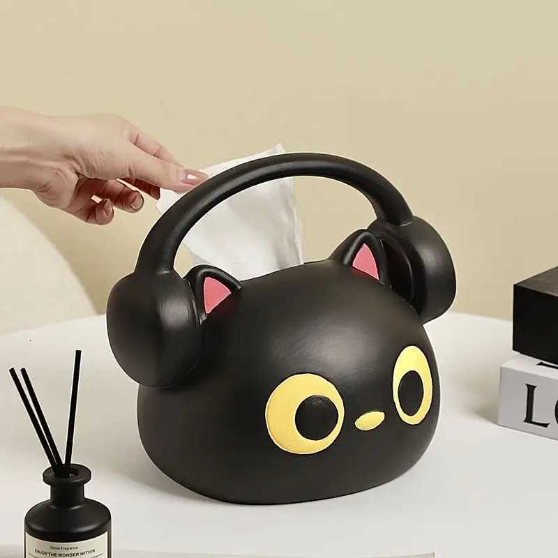 Headphones Siamese Cat Tissue Box Living Room Light Luxury High-end Creative Paper Box Cute Style Tissue Boxes Nordic KitchenM251124