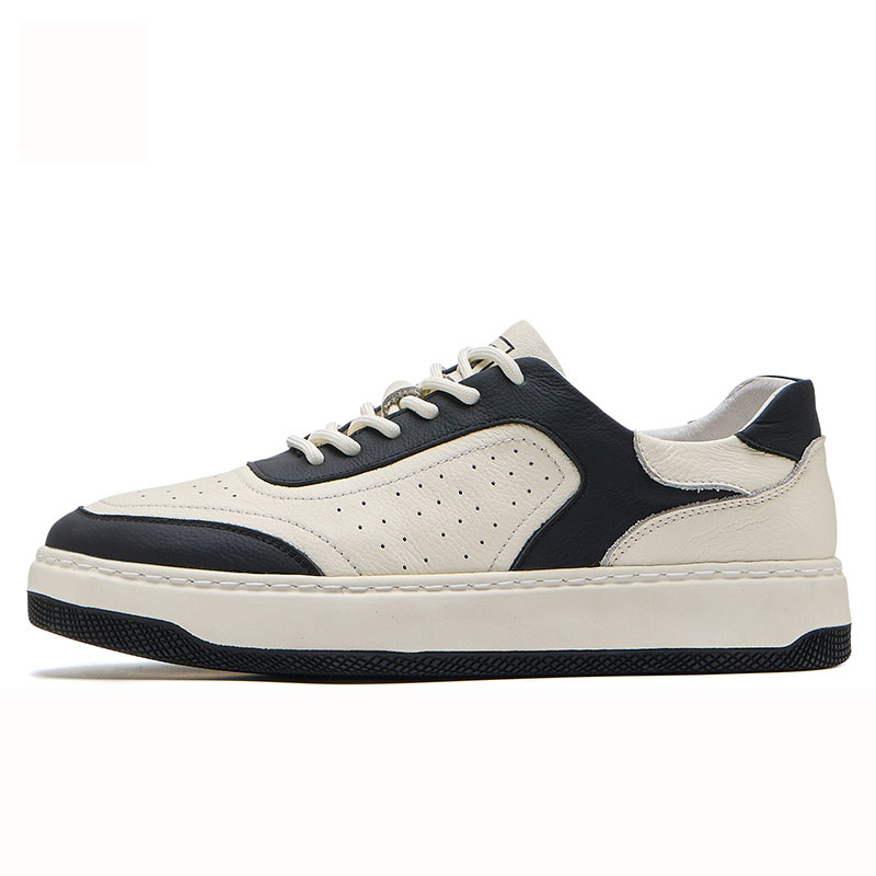 Head layer cowhide shoes men's shoes 2025 new fashion casual sneakers men's leather thick bottom men's black and white plate shoes