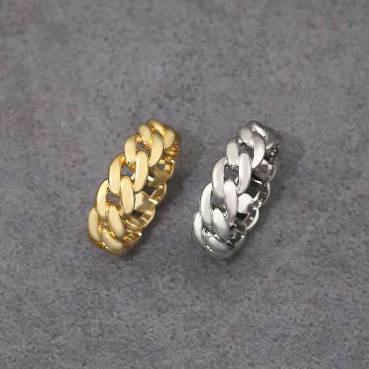 Fashion Jewelry Cuban Rings 18K Gold Plated 925 Sterling Silver Mens Ring Hip Hop Ring