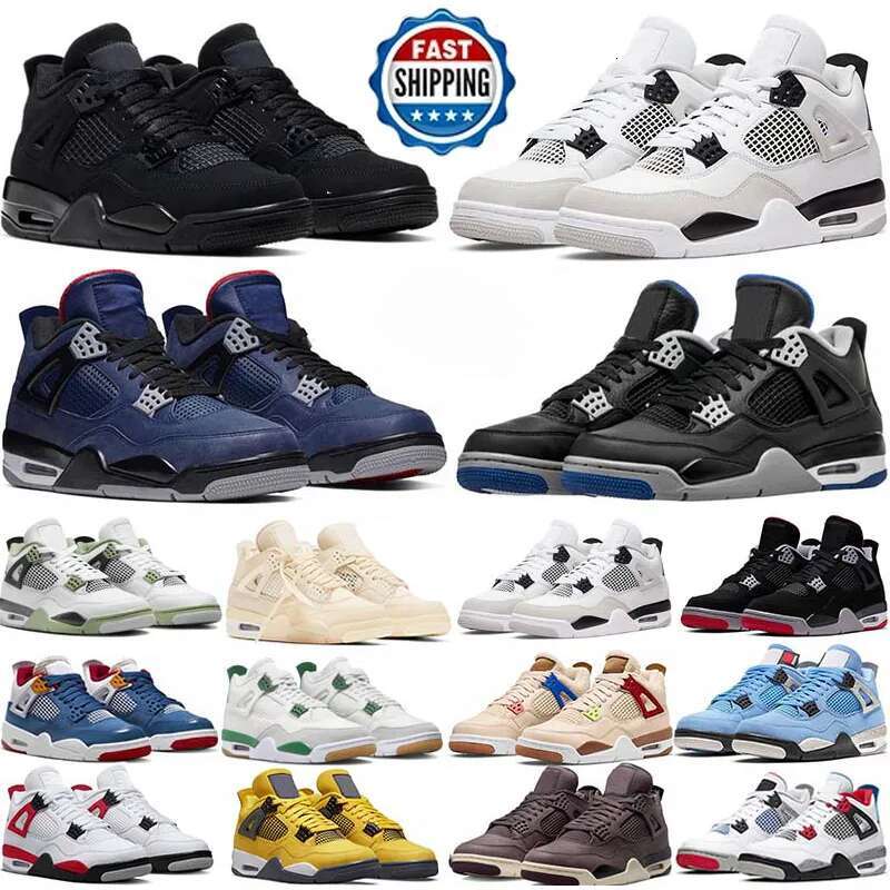 Designer shoes 4 Basketball shoes Men shoe Women 4s Black Cat Bred UNC University Blue Cactus White Grey Pure Royalty Outdoor Sport Sneakers Eur 36-46