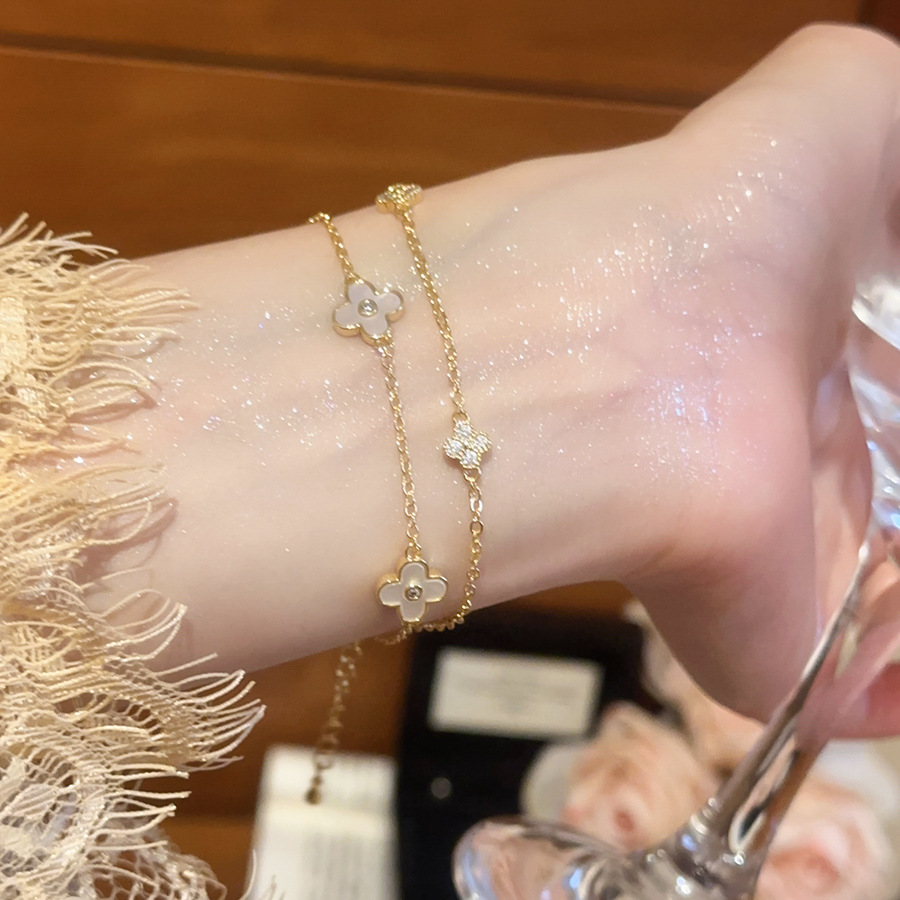 18K Real Gold Plated Flower Adjustable Simple Fashion Daily Versatile Bracelet Light Luxury High-end Feel Jewelry - view 4